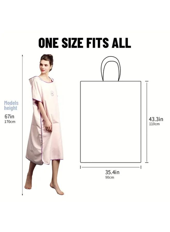 Rose Purple Microfiber Surf Poncho Quick Dry Changing Robe Beach Towel with Hood - Image 3